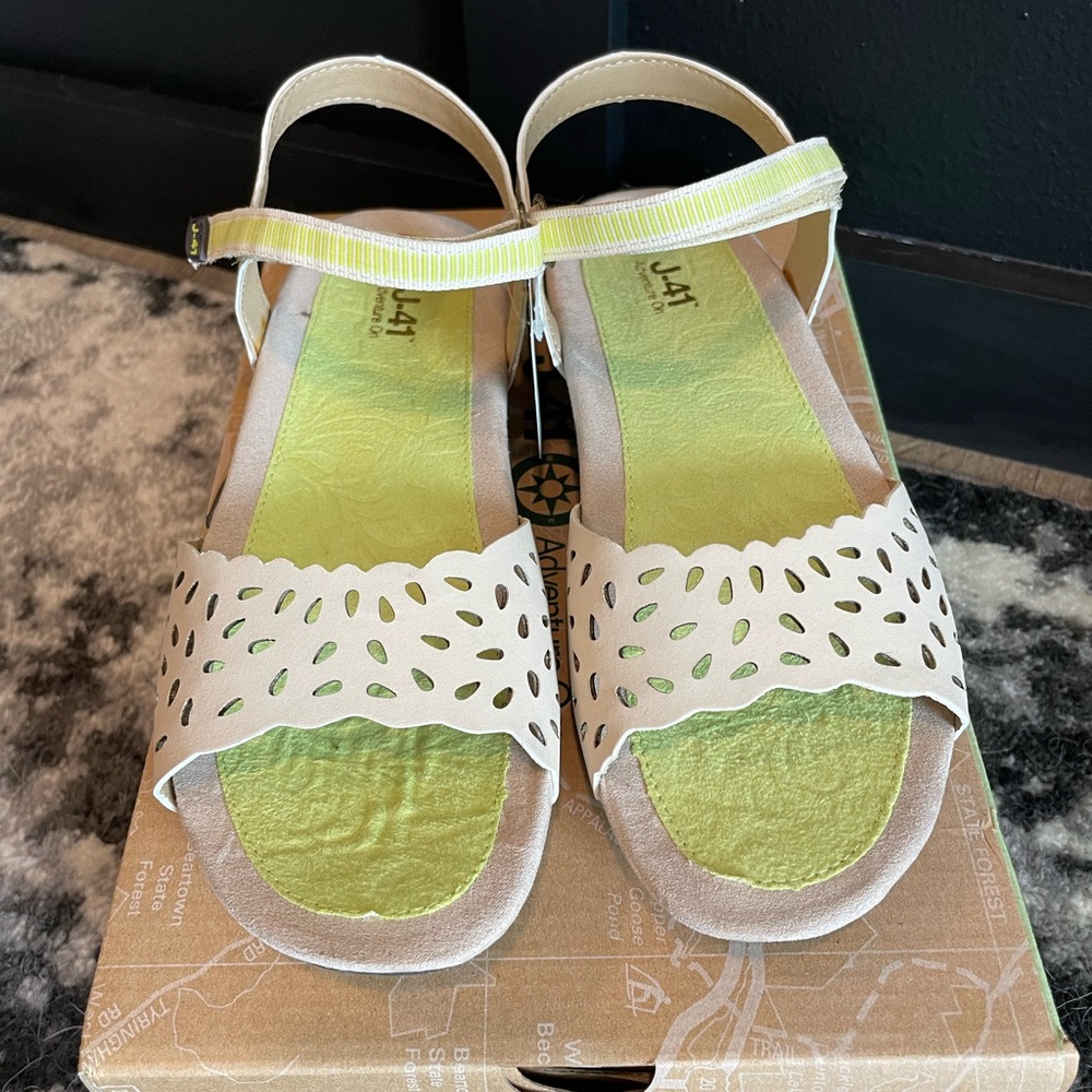J-41 Cream Sandals with Perforated Design NEW